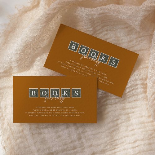 Boho Baby Blocks Burnt Orange Books for Baby Enclosure Card