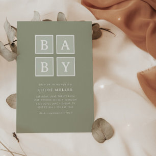 Boho Baby Blocks Muted Modern Baby Shower   Invitation