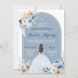 Boho Baby Blue Quinceañera Invitation