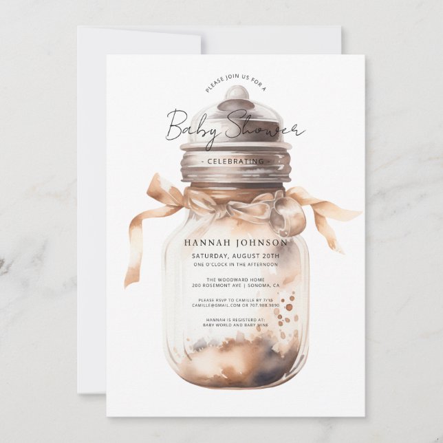 Boho Baby Bottle Gender Neutral Baby Shower  Invitation (Front)