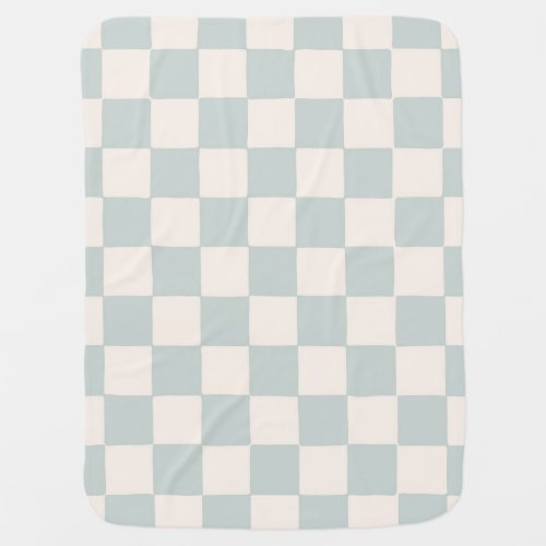 Boho Baby Boy Checkerboard Blue Nursery Baby Blanket