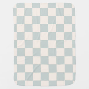 Boho Baby Boy Checkerboard Blue Nursery Blanket