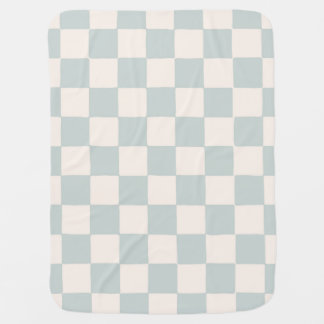 Boho Baby Boy Checkerboard Blue Nursery Blanket