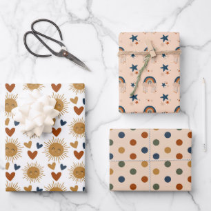 Boho Baby Boy Pattern Wrapping Paper Sheets