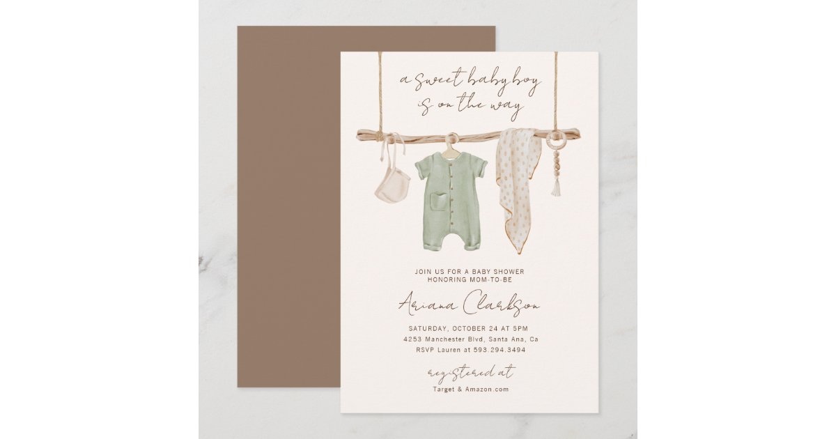Boho Baby Boy Shower Invitation Zazzle