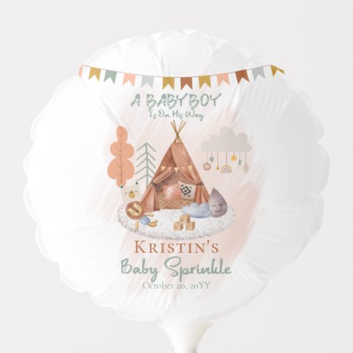 Boho Baby Boy Teepee and Toys Baby Sprinkle  Balloon