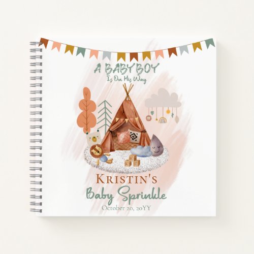 Boho Baby Boy Teepee Toys Baby Sprinkle Guestbook Notebook