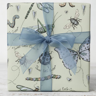 Boho Baby Bugs and Beetles Kids Wrapping Paper
