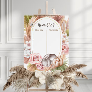 Boho Baby Bunny He or She Gender Reveal Guess Foam Board
