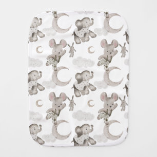 Boho Baby Burp Cloths with Baby Elephants & Mice