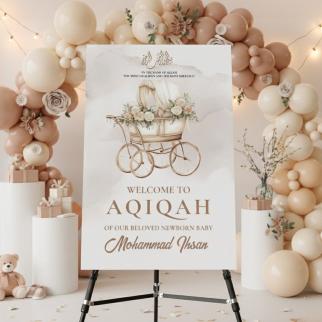 Boho Baby Carriage Aqiqah Unisex Muslim Newborn Foam Board (Creator Uploaded)
