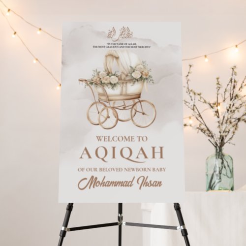 Boho Baby Carriage Aqiqah Unisex Muslim Newborn Foam Board