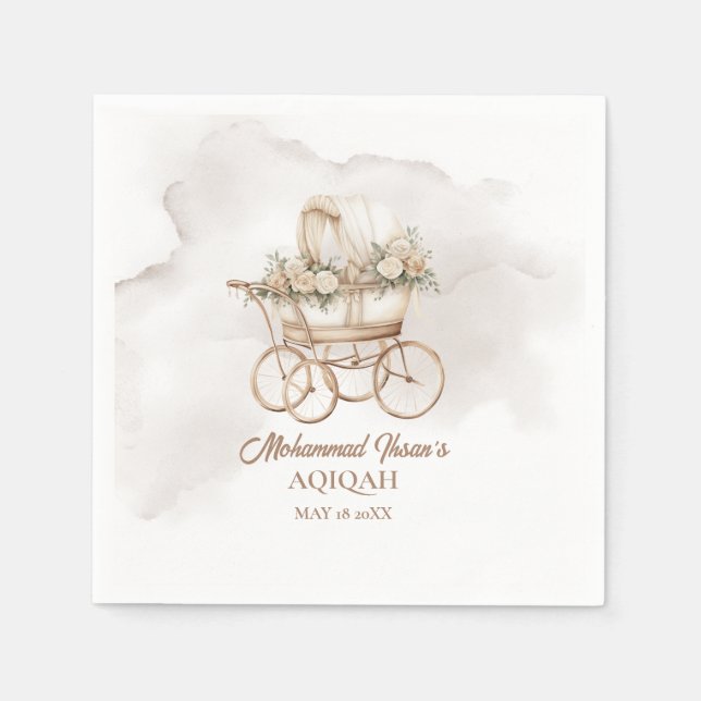 Boho Baby Carriage Aqiqah Unisex Muslim Newborn Napkins (Front)