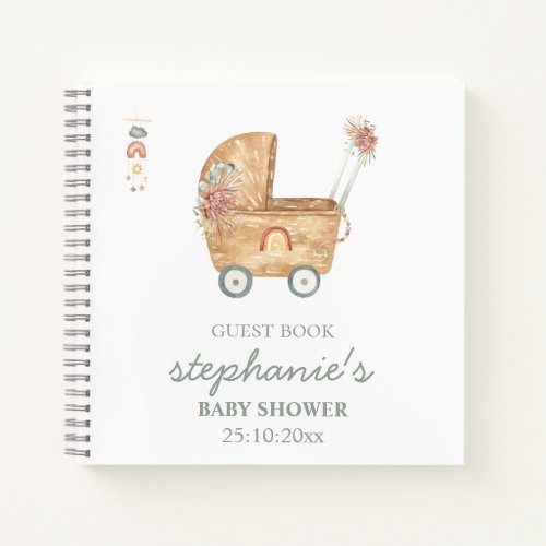 Boho Baby Carriage Baby Shower Guest Book