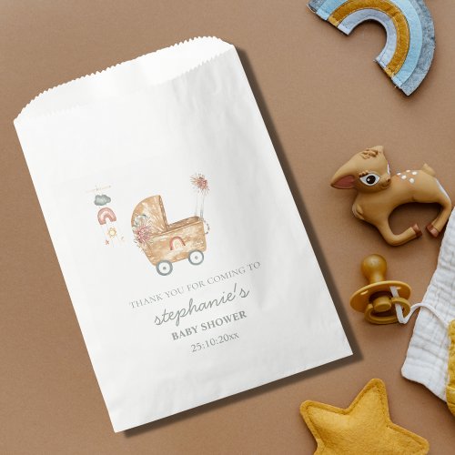 Boho Baby Carriage Baby Shower Thank You Favor Bag