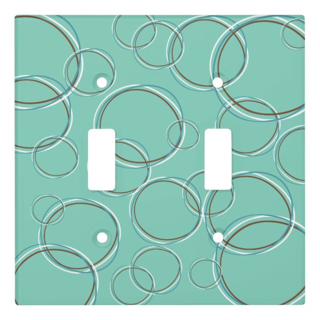 Boho Baby circles happy bubbles blue brown Light Switch Cover (Front)