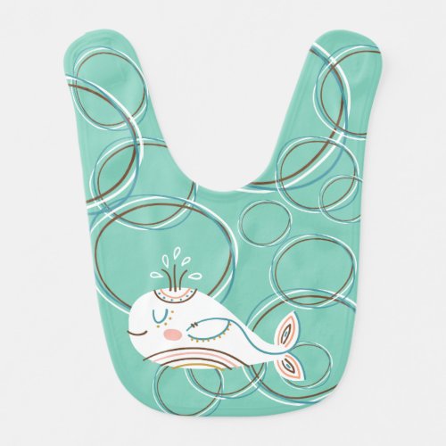 Boho Baby circles happy whale rainbow  Baby Bib