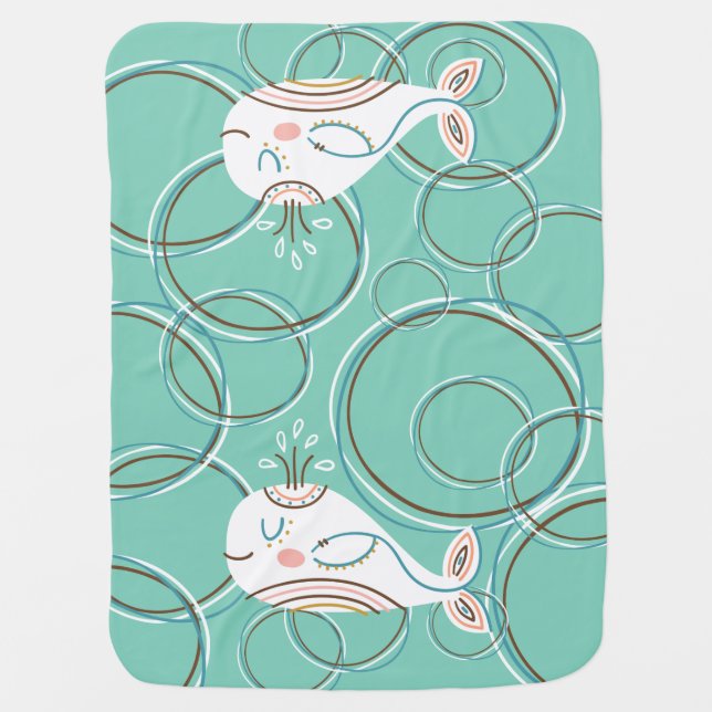 Boho Baby circles happy whale rainbow  Blanket (Front)