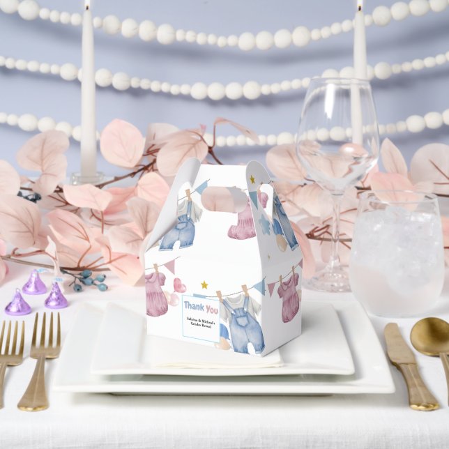 Boho Baby Clotheline Gender Reveal  Favor Boxes (Wedding)