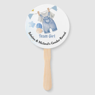 Boho  Baby Clotheline Gender Reveal Team Boy Hand Fan