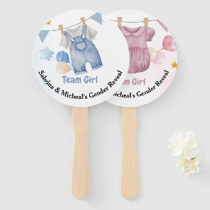 Boho Baby Clotheline Gender Reveal Team Boy Hand Fan