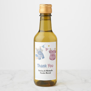 Boho Baby Clotheline Gender Reveal Thank you Wine Label
