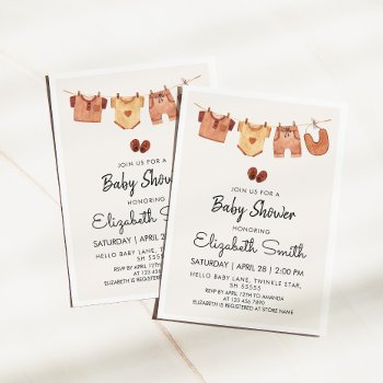 Boho Baby Clothes Baby Shower   Invitation by KYBABY at Zazzle