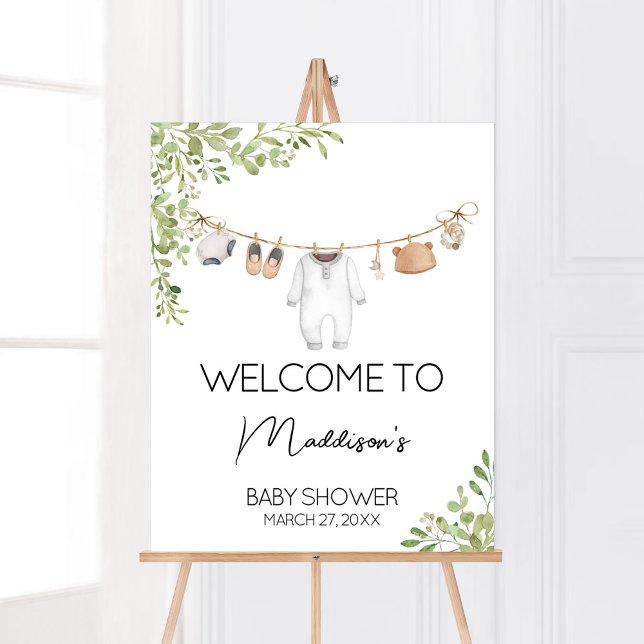 Boho Baby Clothes Baby Shower Welcome Poster (A Sweet Little Baby Boho Baby Shower Welcome Sign)