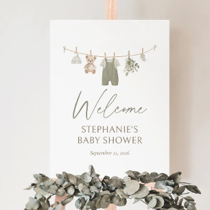 Boho Baby Clothes Baby Shower Welcome Sign, Sage Foam Board