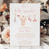 Boho Baby Clothes Blush Pink Sprinkle Invitation