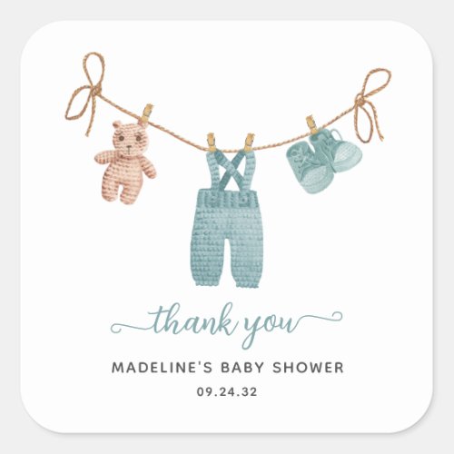 BOHO Baby Clothes Boy Baby Shower  Square Sticker