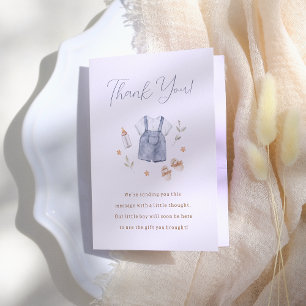 Boho Baby Clothes Boy Gender Reveal Letterpress Thank You Card