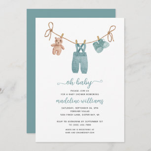 BOHO Baby Clothes Boy Oh Baby Shower Invitation