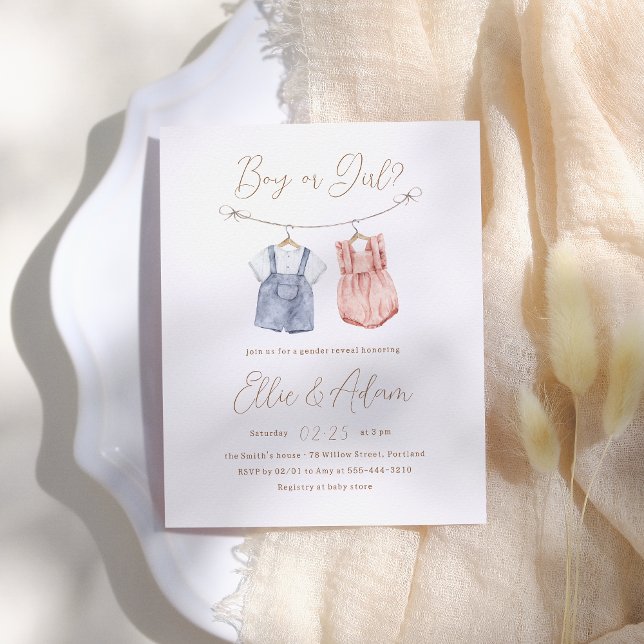 Boho Baby Clothes Budget Gender Reveal Invitation (Creator Uploaded)
