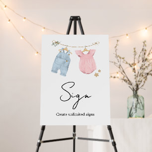 Boho Baby Clothes Gender Reveal Sign