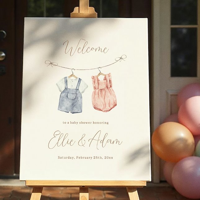 Boho Baby Clothes Gender Reveal Welcome Sign (Creator Uploaded)