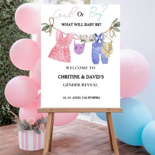 Boho Baby Clothes Gender Reveal Welcome Sign