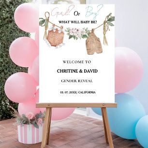 Boho Baby Clothes Gender Reveal Welcome Sign