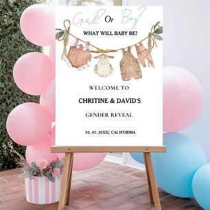 Boho Baby Clothes Gender Reveal Welcome Sign