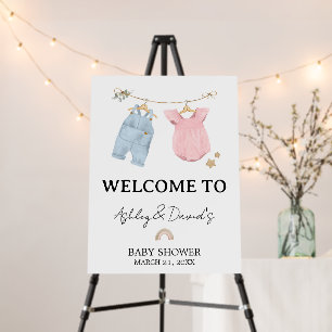 Boho Baby Clothes Gender Reveal Welcome Sign