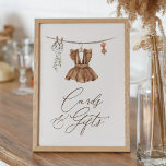 Boho Baby Clothes Girl Baby Shower Cards and Gifts Poster<br><div class="desc">Show friends and family where to leave their cards and gifts at your baby shower with this boho baby clothes themed sign.</div>