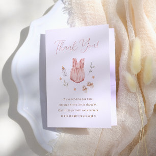 Boho Baby Clothes Girl Gender Reveal Letterpress Thank You Card