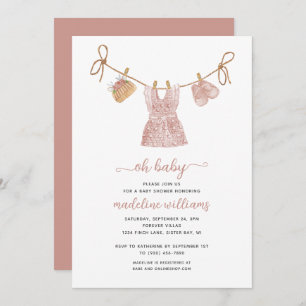 BOHO Baby Clothes Girl Oh Baby Shower Invitation