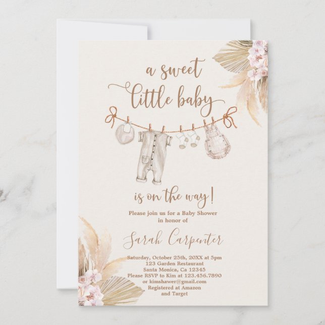 Boho Baby Clothes Neutral Baby Shower Invitation (Front)