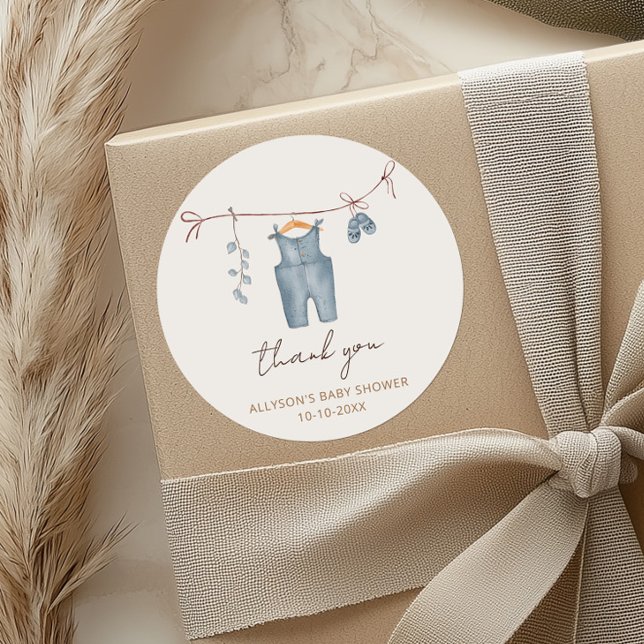 Boho baby clothes sweet baby boy baby shower classic round sticker (Creator Uploaded)