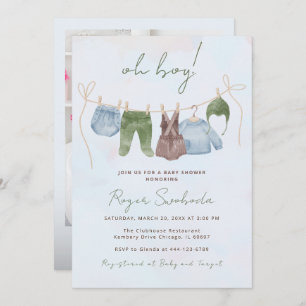 Boho baby clothes sweet baby boy baby shower invitation