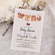 Boho Baby Clothesline Baby Shower   Invitation