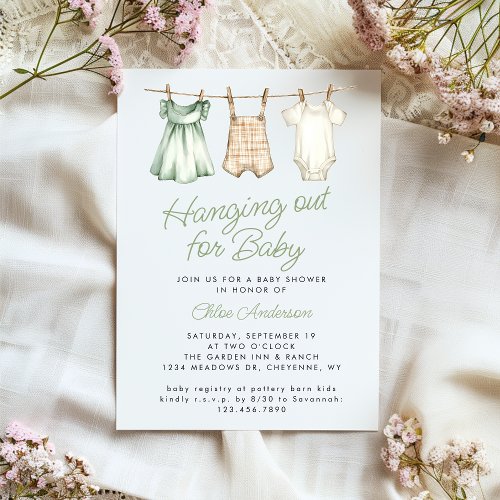 Boho Baby Clothesline Gender Neutral Baby Shower Invitation