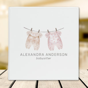 Boho Baby Clothing Watercolor Babysitter 3 Ring Binder