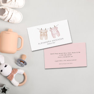 Boho Baby Clothing Watercolor Babysitter Business Card